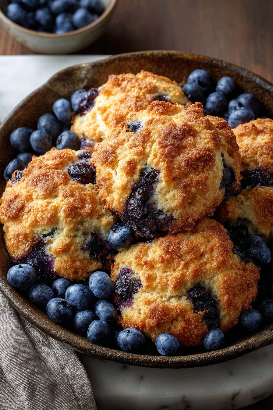 Delish Blueberry Cinnamon Cathead Biscuits
