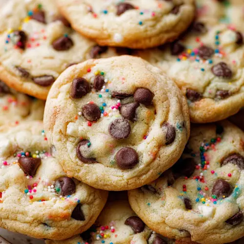 Delish Cake Batter Chocolate Chip Cookies