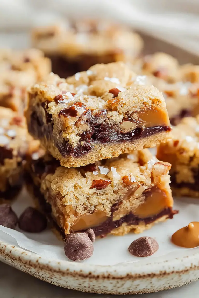 Delish Chewy Turtle Cookie Bars