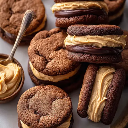 Delish Chocolate Peanut Butter Sandwich Cookies
