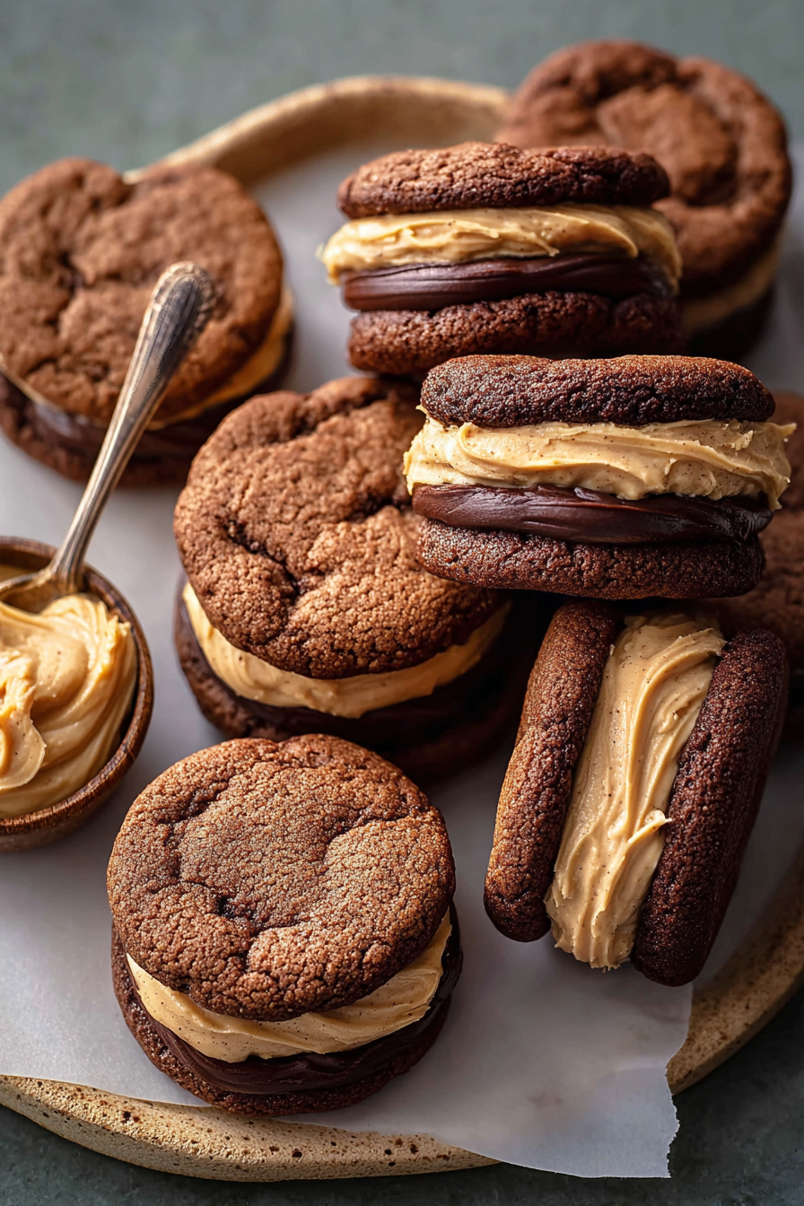 Delish Chocolate Peanut Butter Sandwich Cookies
