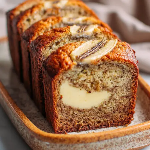 Delish Cream Cheese Filled Banana Bread