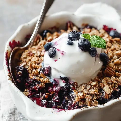 Delish Easy Oat Pecan Blueberry Crisp