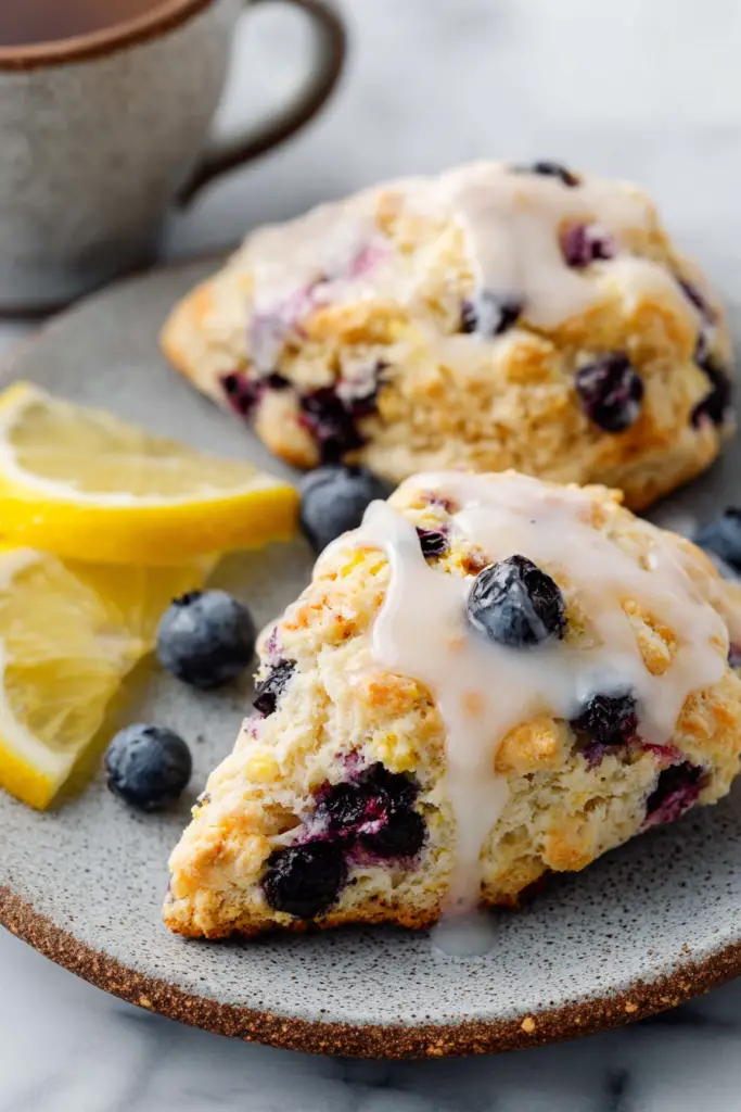 Delish Glazed Lemon Blueberry Scones