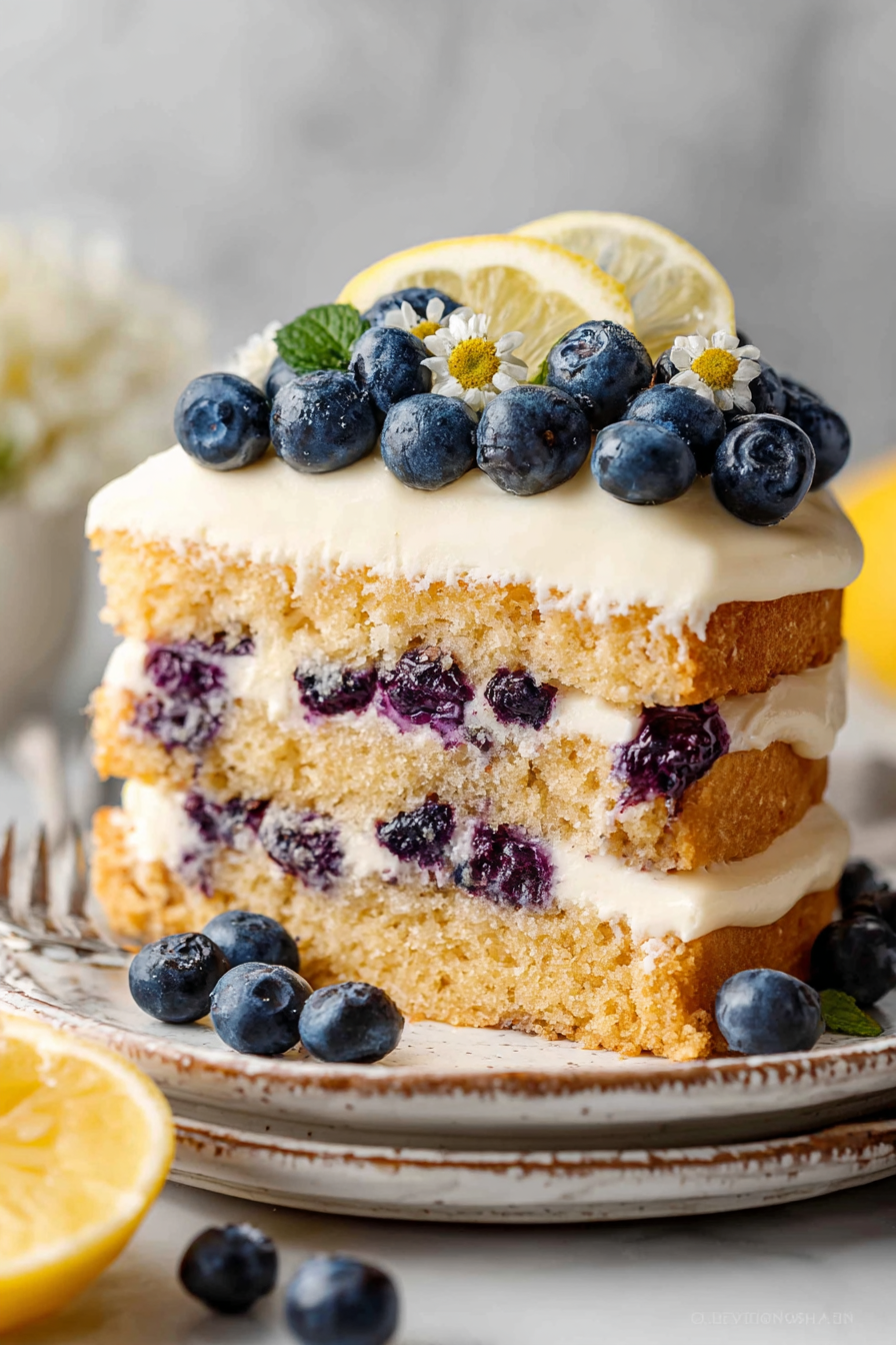 Delish Lemon Blueberry Layer Cake