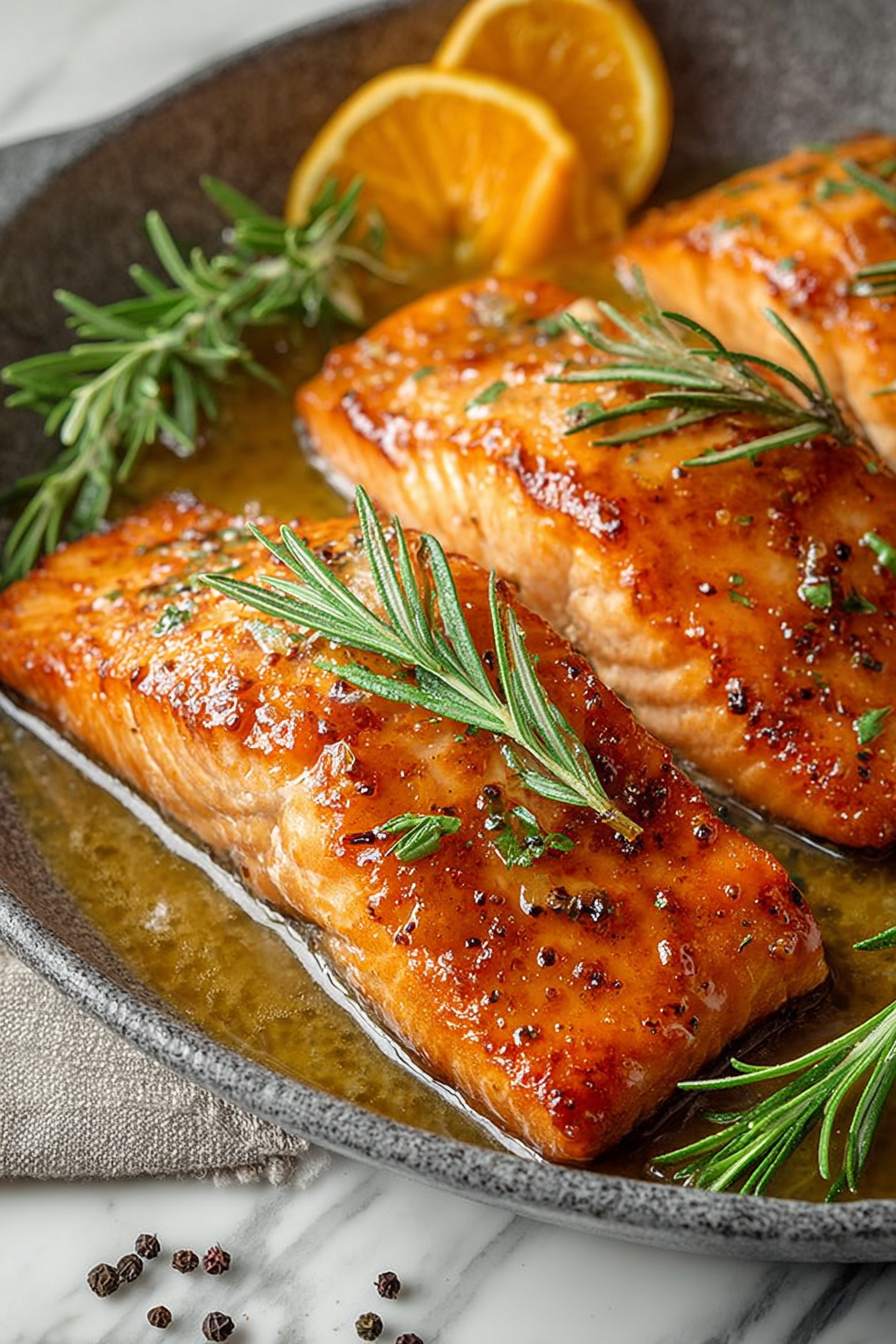 Delish Orange Rosemary Glazed Salmon
