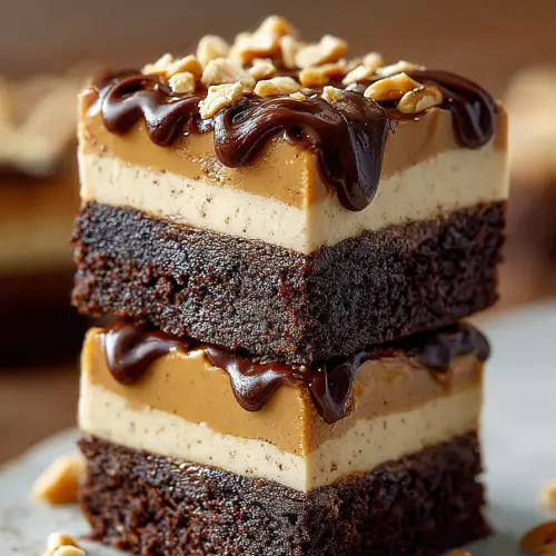 Delish Peanut Butter Mousse Brownies