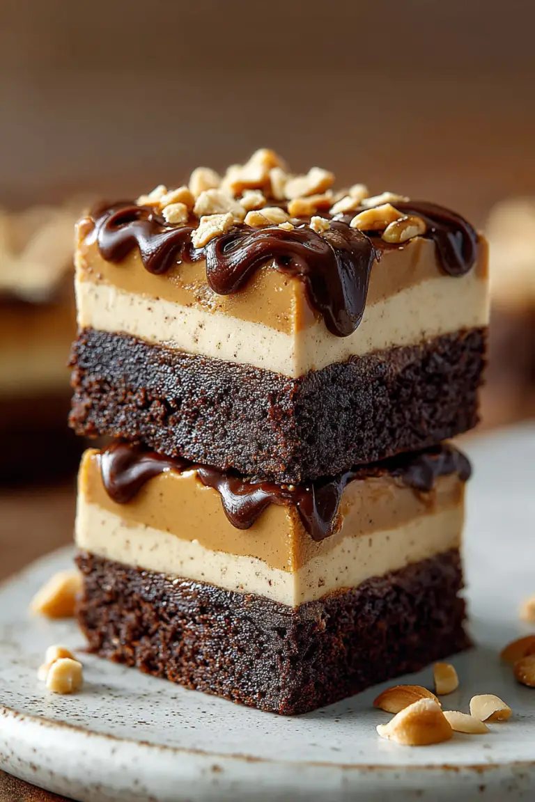 Delish Peanut Butter Mousse Brownies