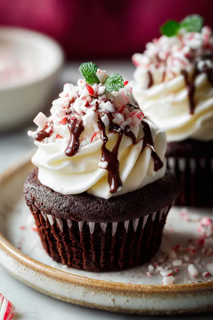 Delish Peppermint Mocha Cupcakes