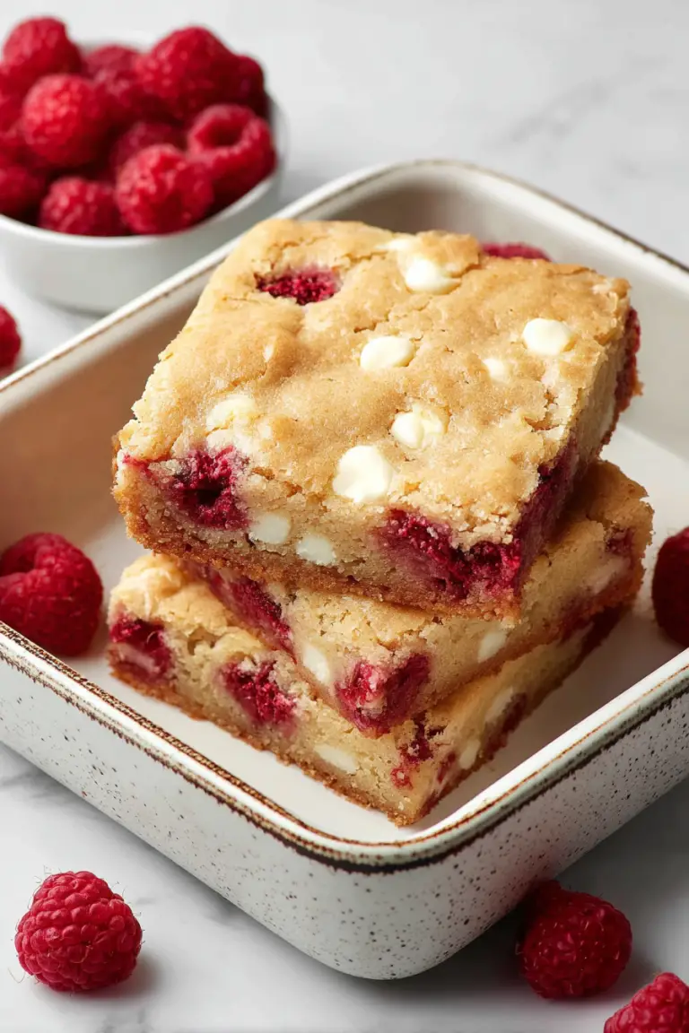 Delish Raspberry White Chocolate Blondies