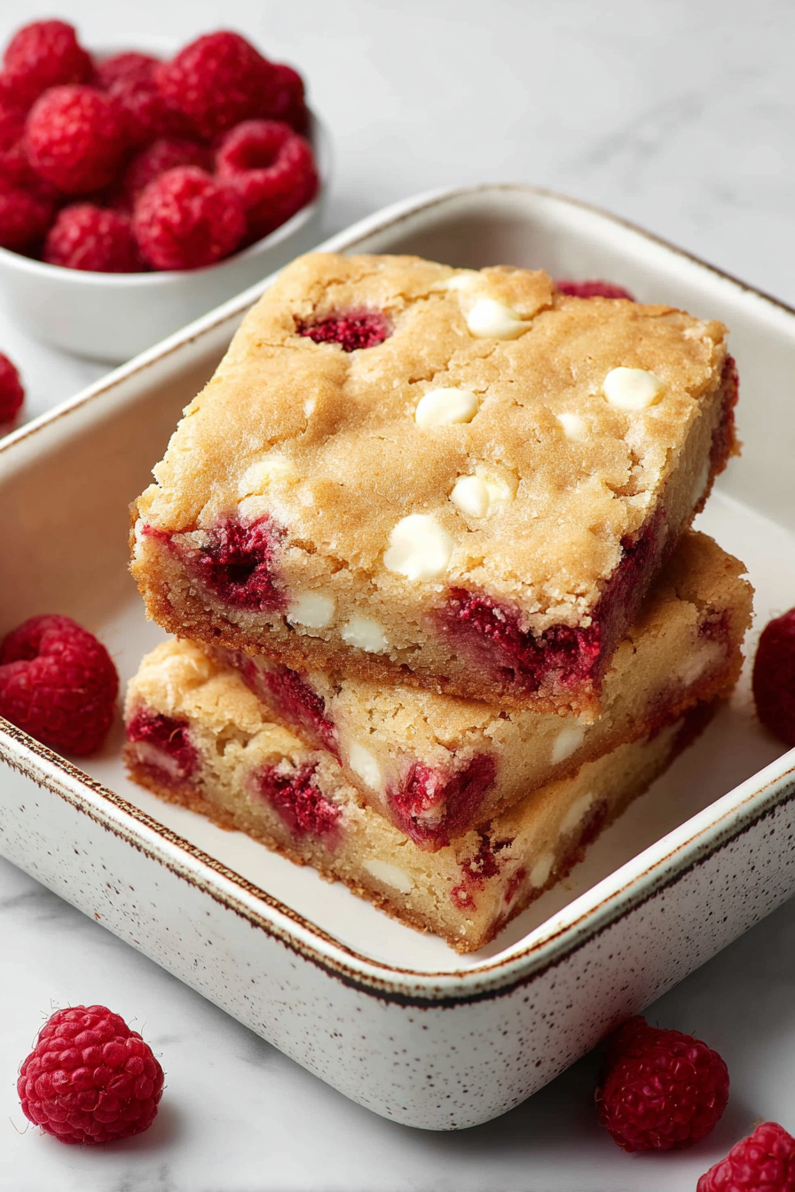 Delish Raspberry White Chocolate Blondies