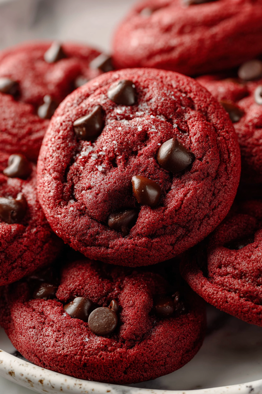 Delish Red Velvet Chocolate Chip Cookies