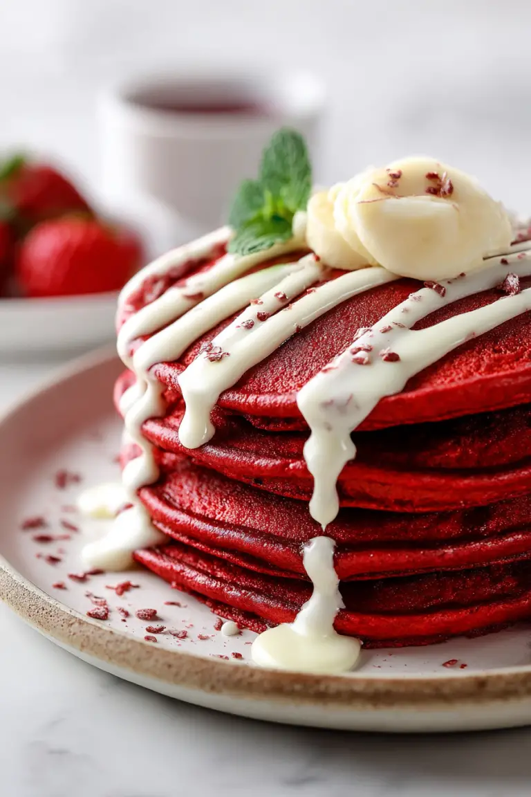 Delish Red Velvet Pancakes