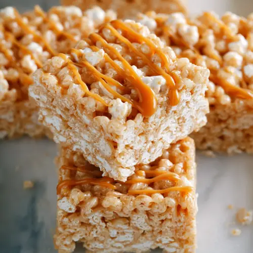 Delish Salted Caramel Rice Krispie Treats