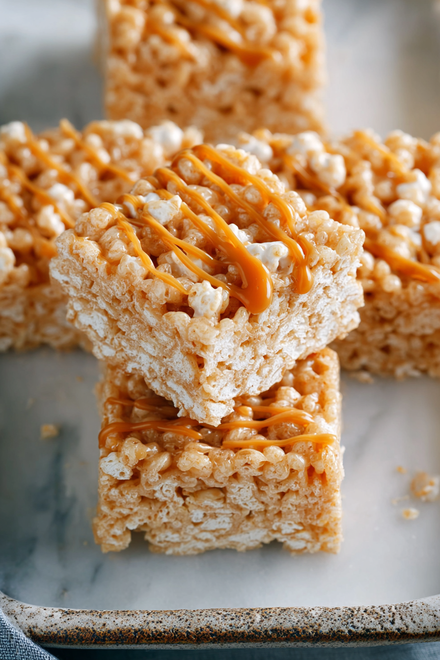 Delish Salted Caramel Rice Krispie Treats