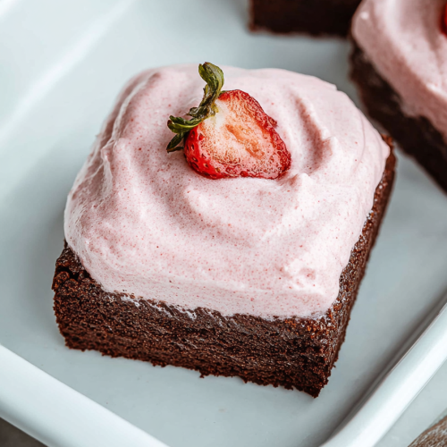 Delish Strawberry Mousse Brownies