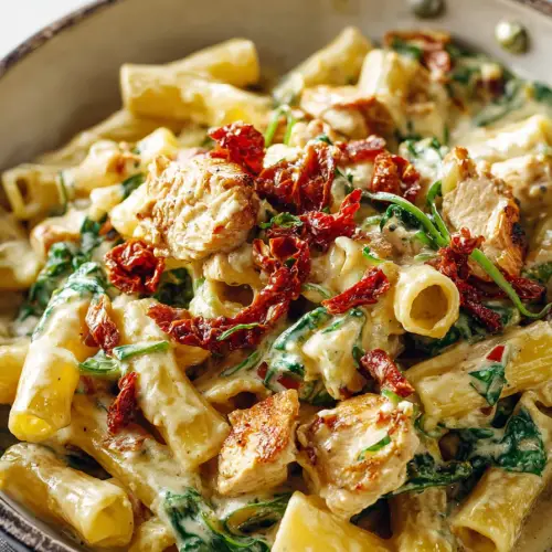Delish Sun-Dried Tomato Chicken Florentine Pasta