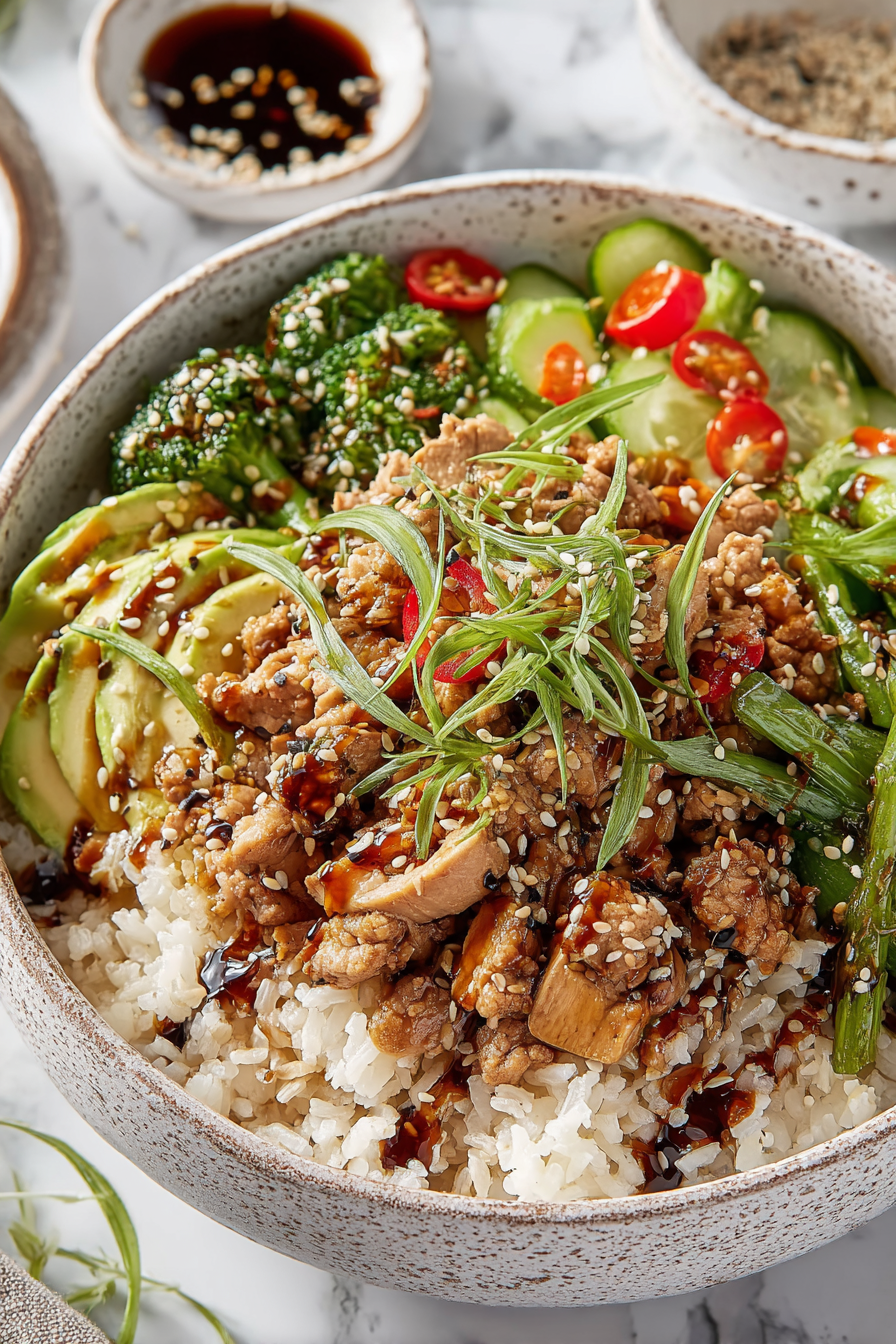 Delish Teriyaki Turkey Rice Bowl