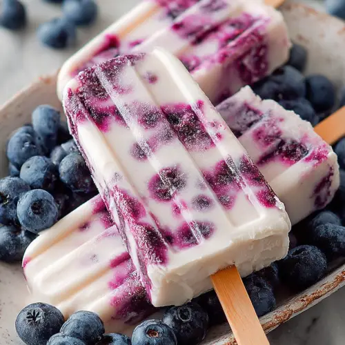 Easy 3-Ingredient Blueberry Yogurt Popsicles