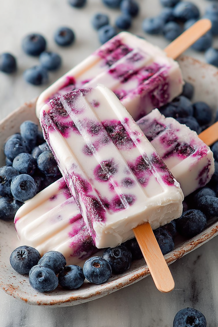 Easy 3-Ingredient Blueberry Yogurt Popsicles