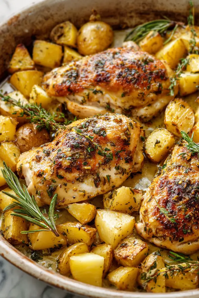 Easy Baked Butter Herb Chicken and Potatoes