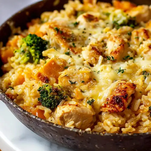 Easy Cheesy Chicken Rice Skillet