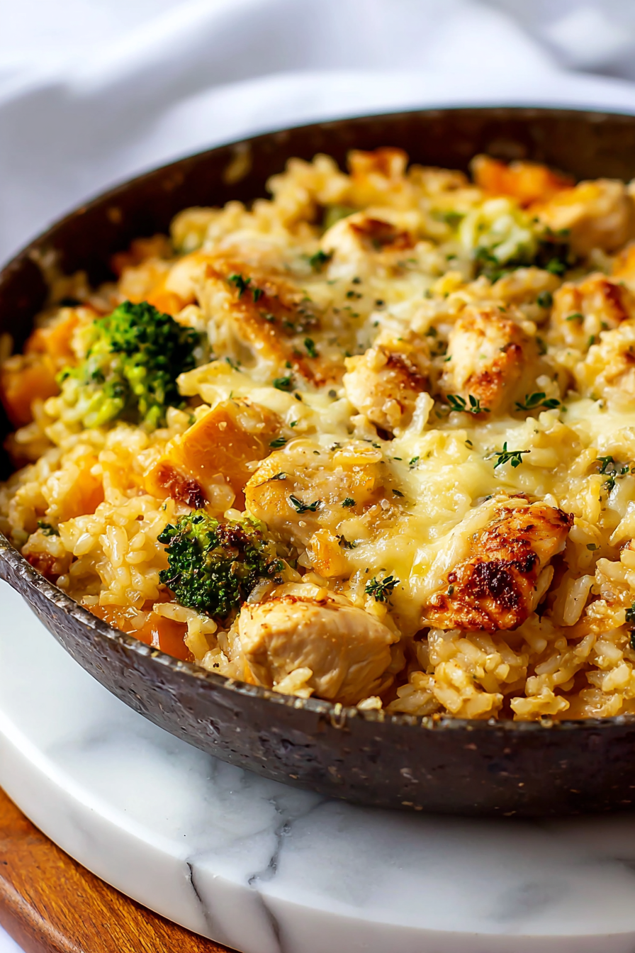Easy Cheesy Chicken Rice Skillet