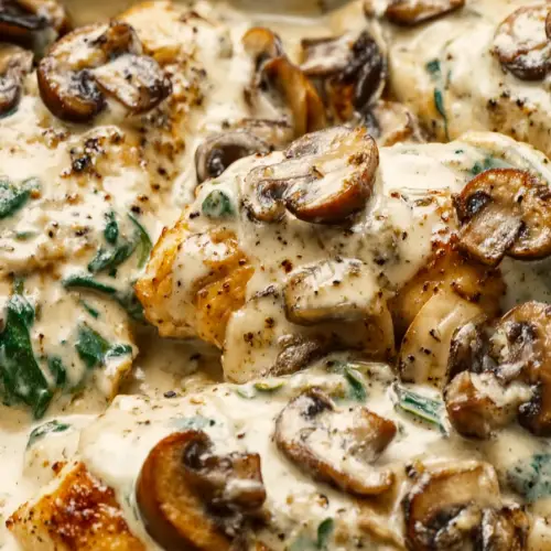 Easy Creamy Parmesan Garlic Mushroom Chicken