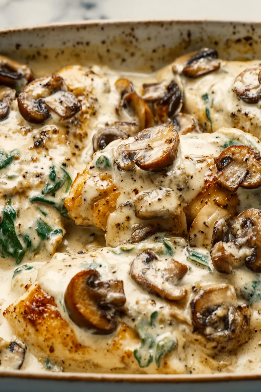 Easy Creamy Parmesan Garlic Mushroom Chicken