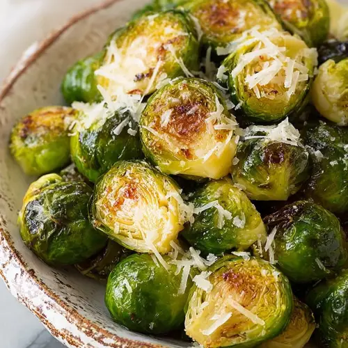 Easy Garlic Lemon Parmesan Roasted Brussels Sprouts