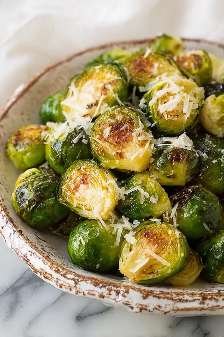 Easy Garlic Lemon Parmesan Roasted Brussels Sprouts