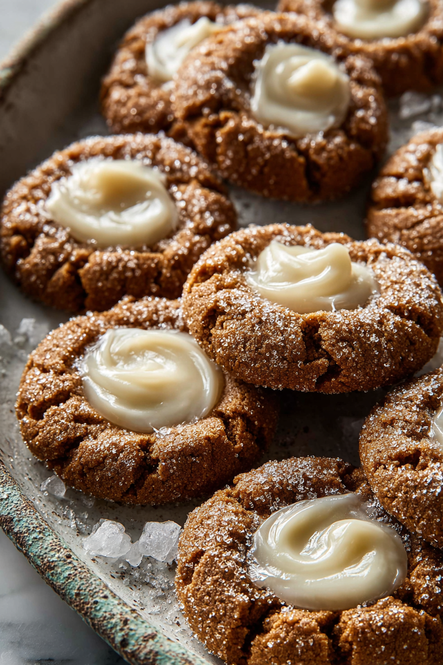 Easy Gingerbread Thumbprint Cookies