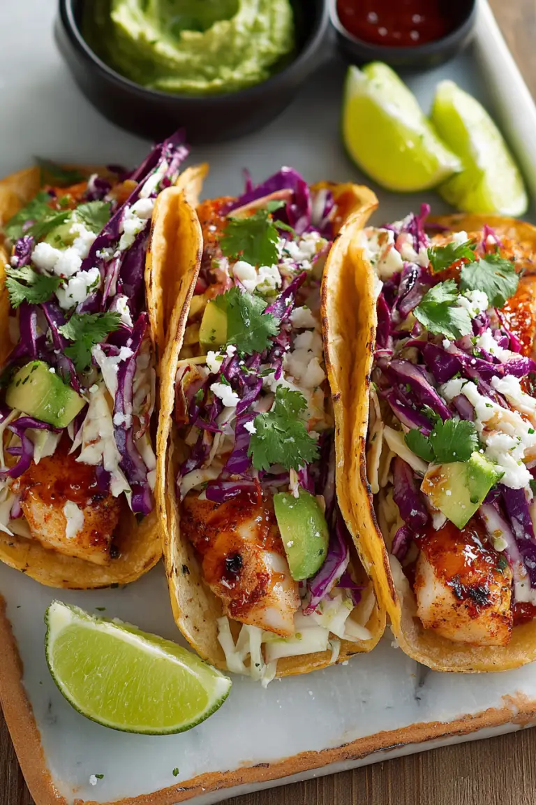 Easy Grilled Fish Tacos with Lime Slaw