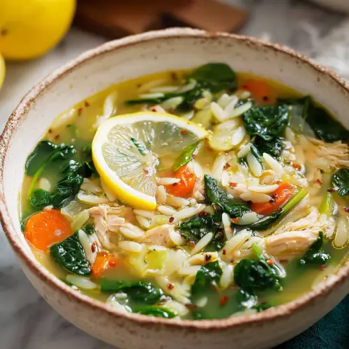 Easy Lemon Chicken and Spinach Orzo Soup Recipes