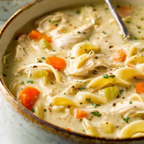 Easy Lightened Creamy Chicken Noodle Soup