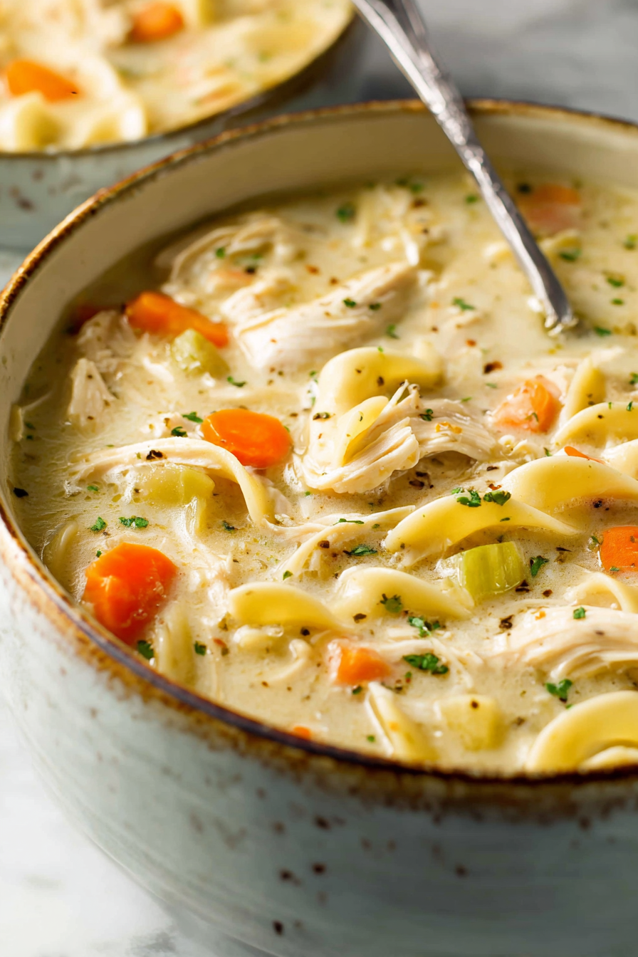 Easy Lightened Creamy Chicken Noodle Soup