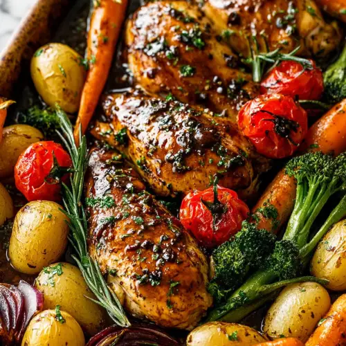Easy One Pan Balsamic Chicken and Veggies