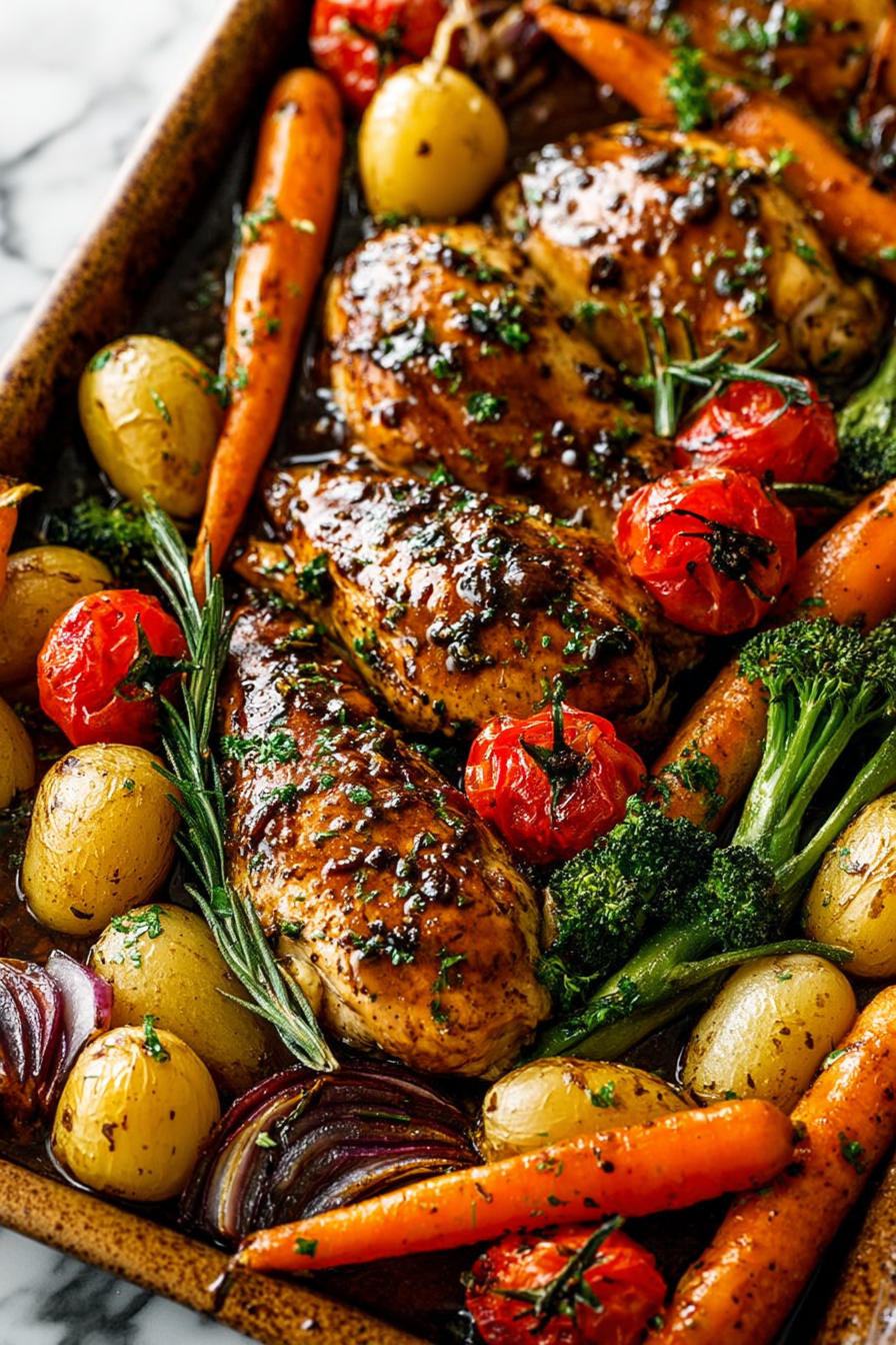 Easy One Pan Balsamic Chicken and Veggies