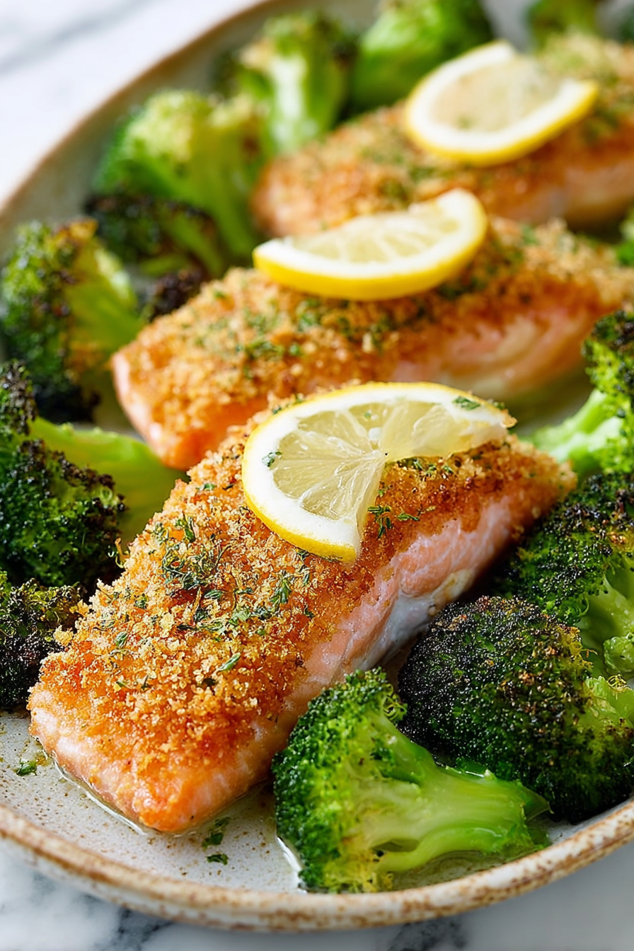 Easy Parmesan Crusted Salmon with Roasted Broccoli