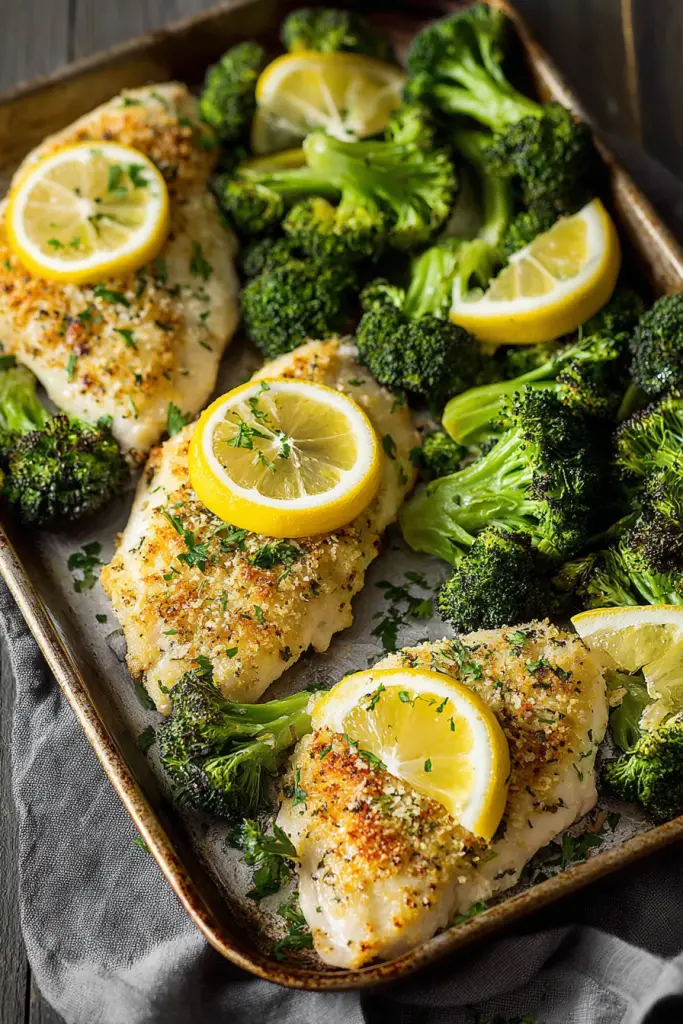 Easy Sheet Pan Lemon Chicken with Parmesan Roasted Broccoli
