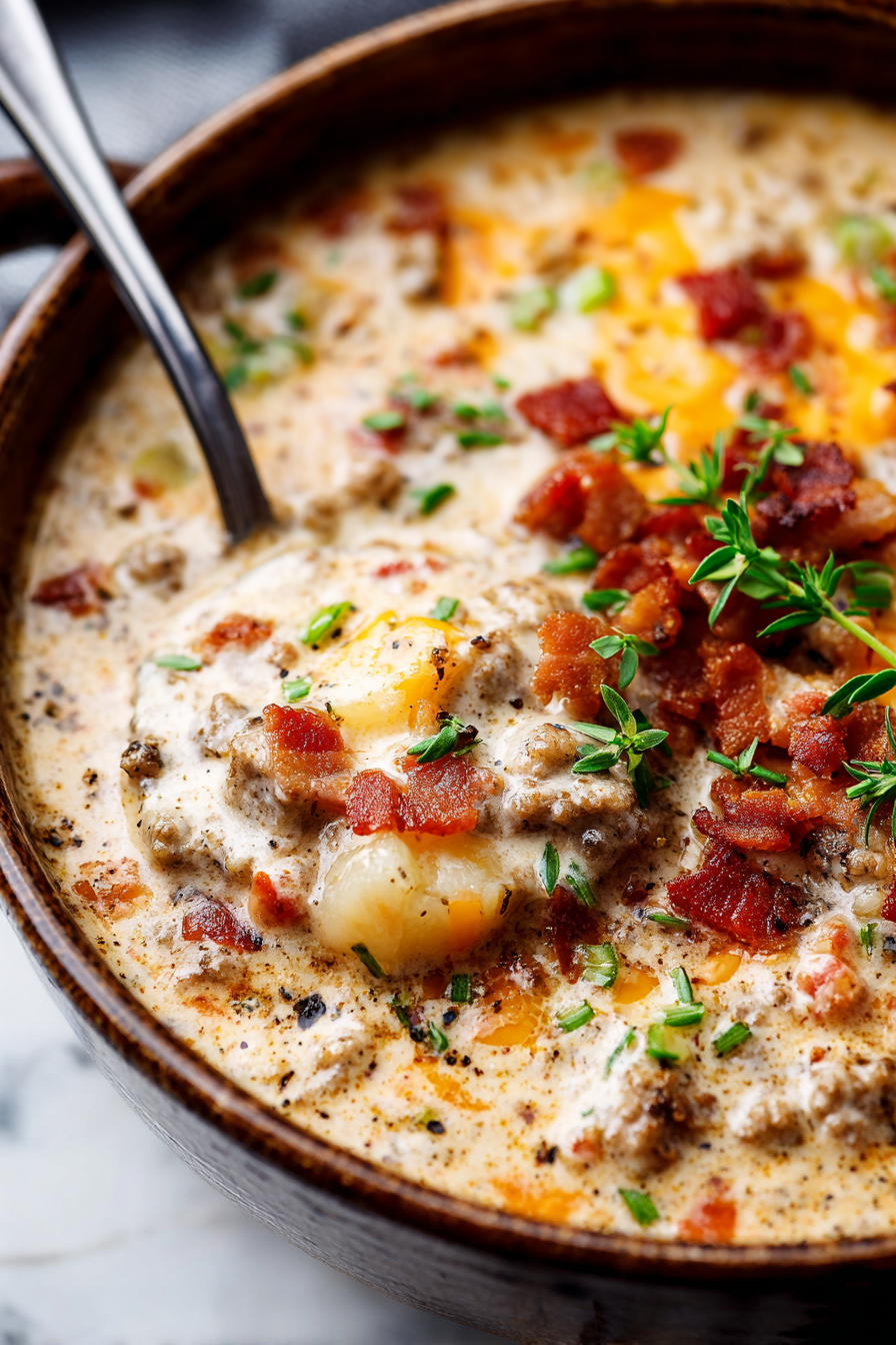 Easy Slow Cooker Bacon Cheeseburger Soup