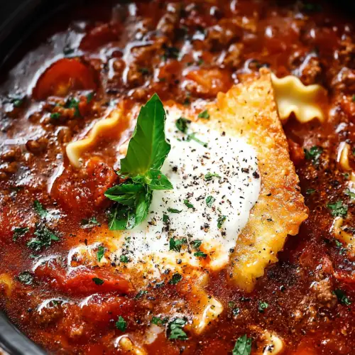 Easy Slow Cooker Lasagna Soup