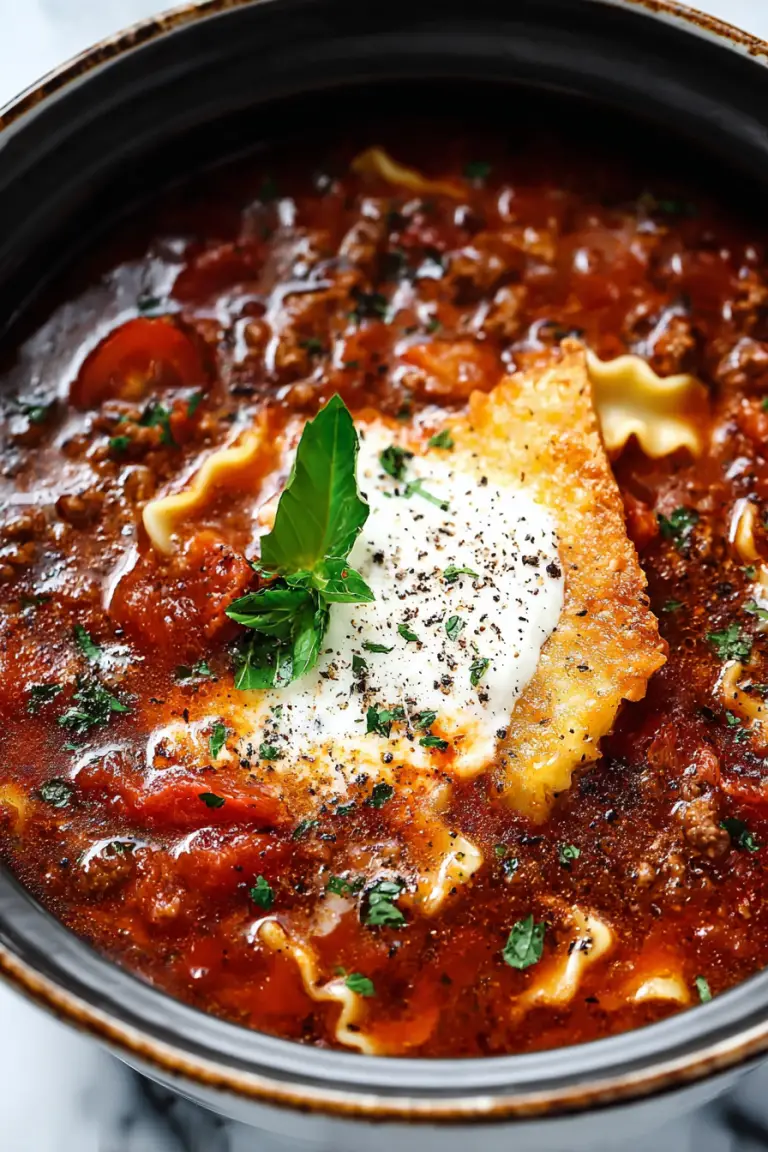 Easy Slow Cooker Lasagna Soup