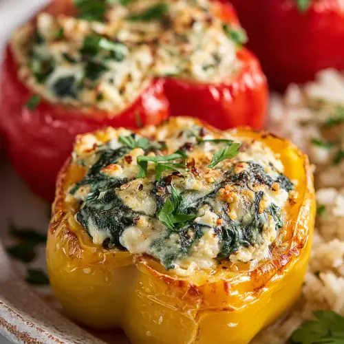 Easy Spinach Ricotta Stuffed Peppers