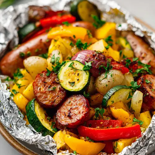Easy Tin Foil Sausage and Veggies Dinner