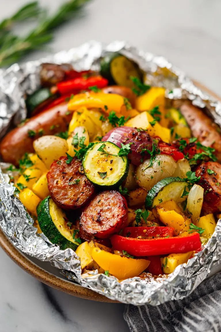 Easy Tin Foil Sausage and Veggies Dinner