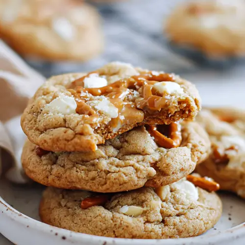 Easy White Chocolate Caramel Pretzel Cookies