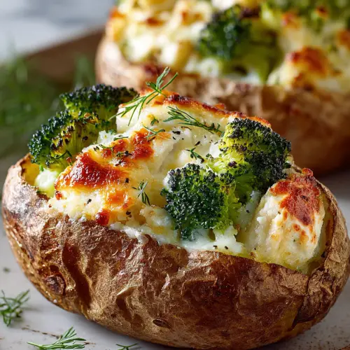 Baked Potato Filled with Garlic Cheese