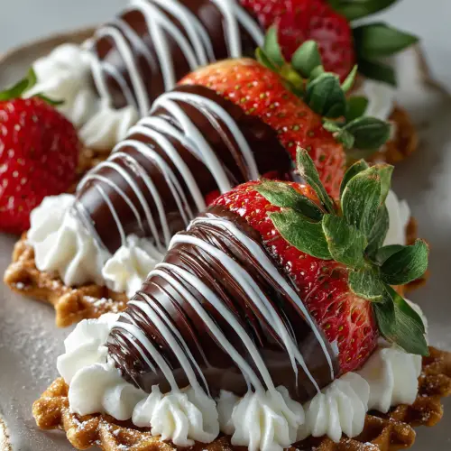 Chocolate Dipped Strawberry Pizzelle