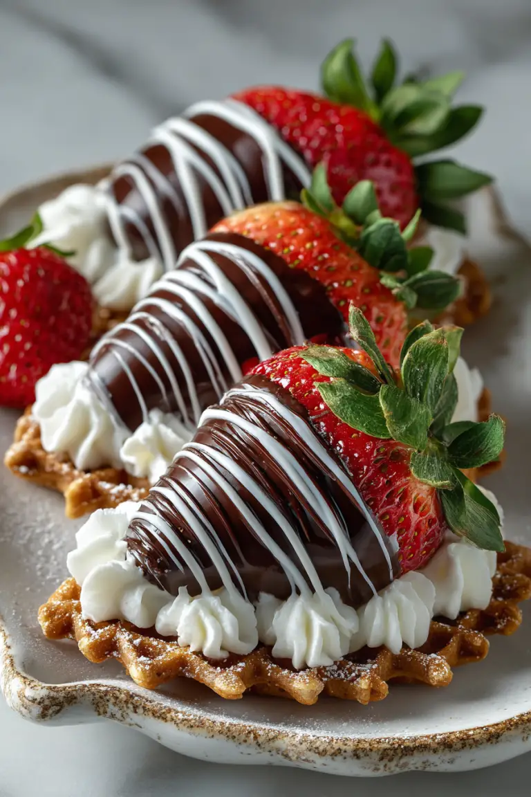 Chocolate Dipped Strawberry Pizzelle
